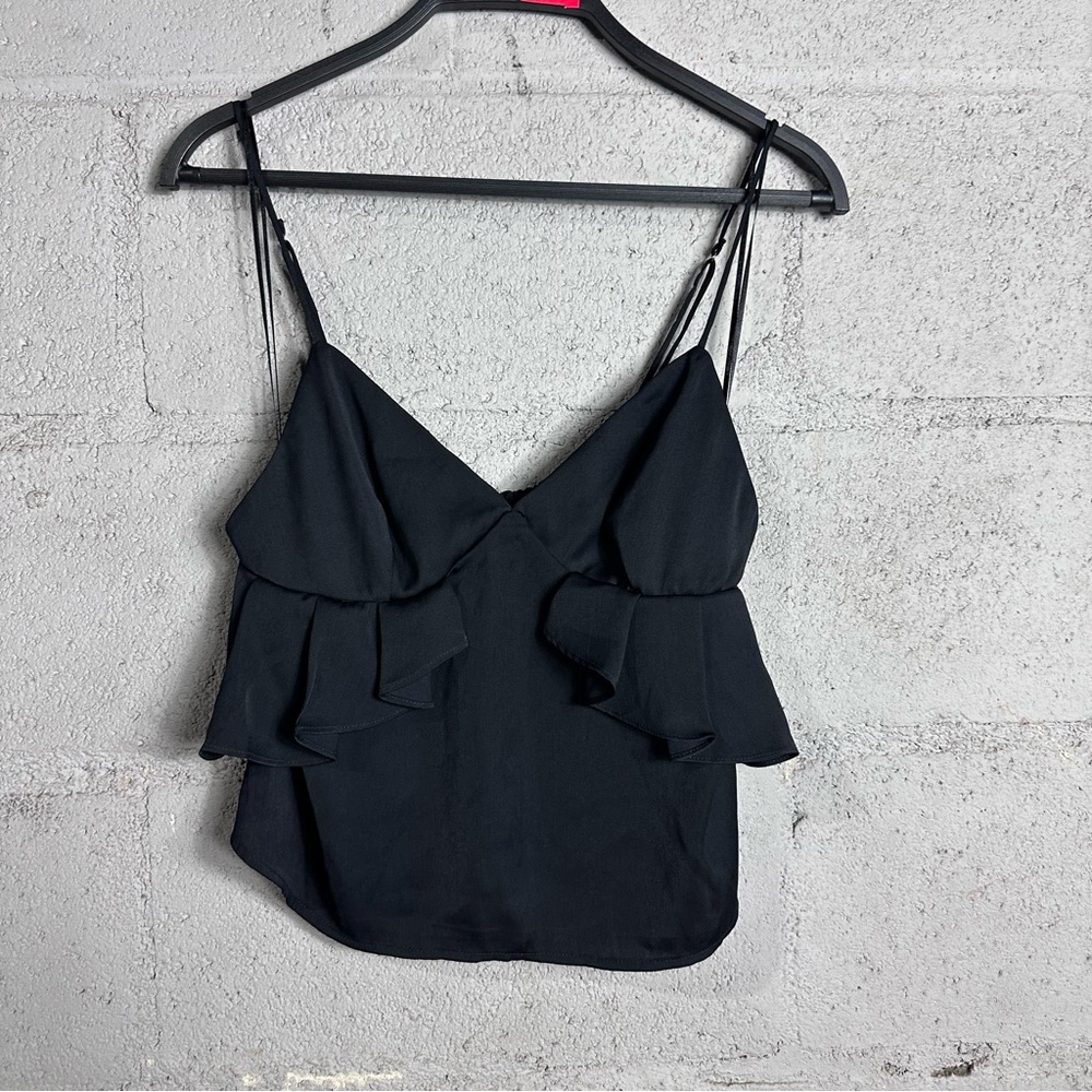 Stylestalker Black Asymmetrical Ruffled Camisole ruffle tank whimsgoth whimsical